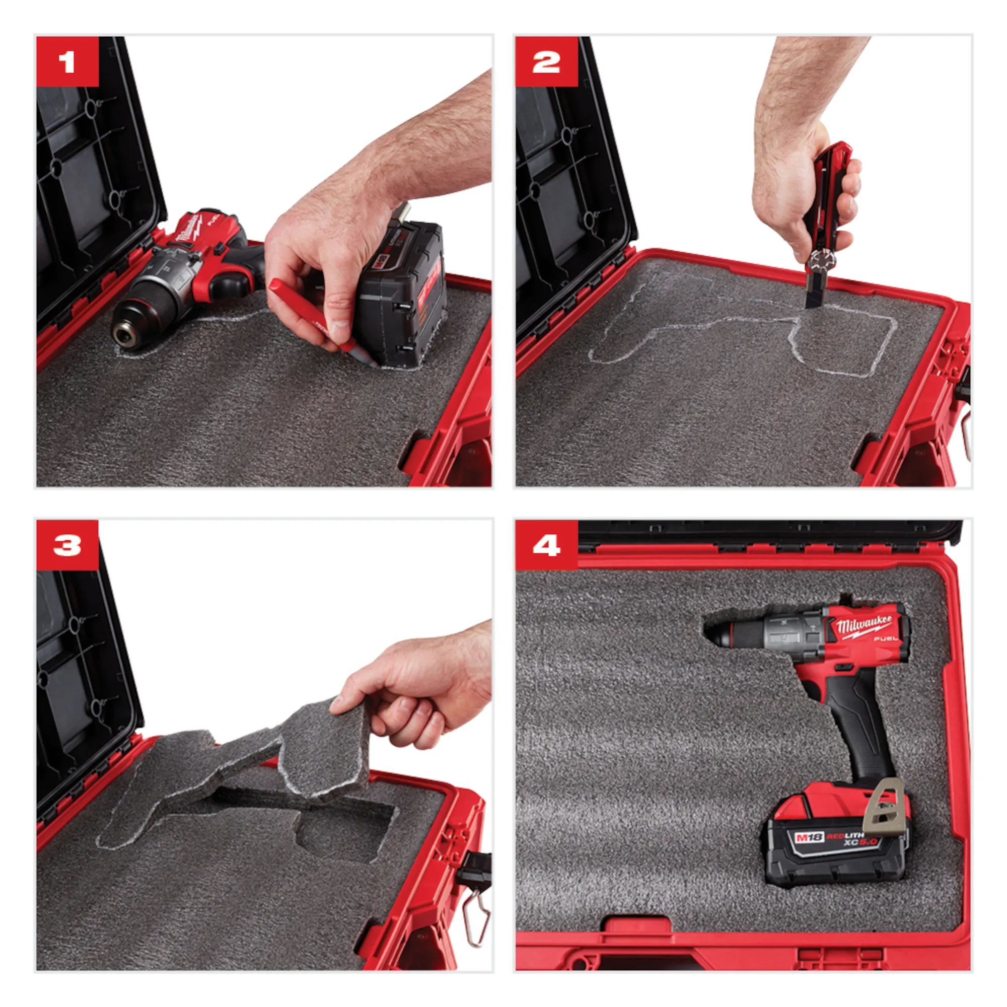 Main 2 - MILWAUKEE PACKOUT LOW-PROFILE CUSTOMIZABLE FOAM INSERT (FOR DRAWER TOOL BOX) -