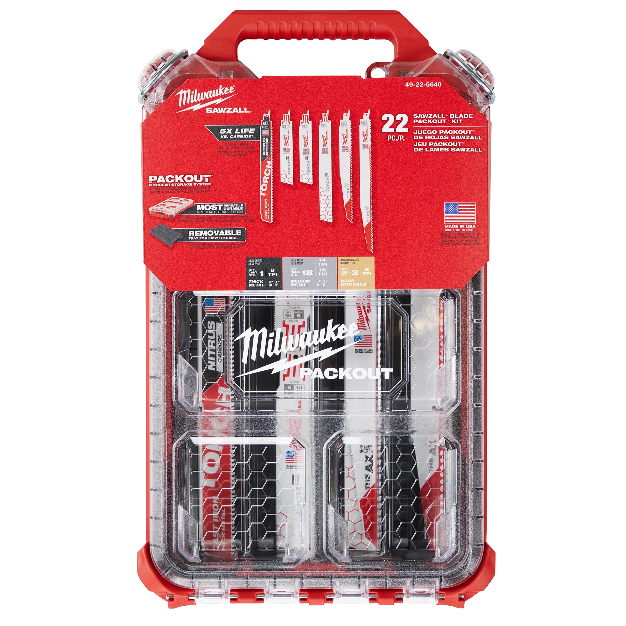 MILWAUKEE SAWZALL SAWZALL BLADE PACKOUT KIT (22 PIECES) - Kilrich Building Centres