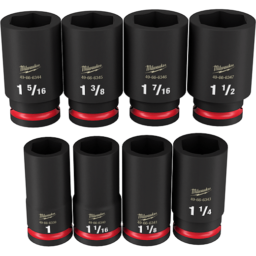MILWAUKEE SHOCKWAVE IMPACT DUTY 3/4" DRIVE SAE DEEP 6-POINT SOCKET SET (8 PIECES) - Kilrich Building Centres