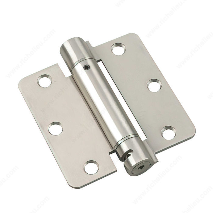 3-1/2" x 3-1/2" ADJUSTABLE SPRING HINGE (1/4" RADIUS) - BRUSHED NICKEL - Kilrich Building Centres
