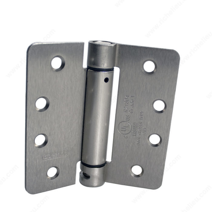 Main 3 - 4" x 4" ADJUSTABLE SPRING HINGE (1/4" RADIUS) - BRUSHED NICKEL -