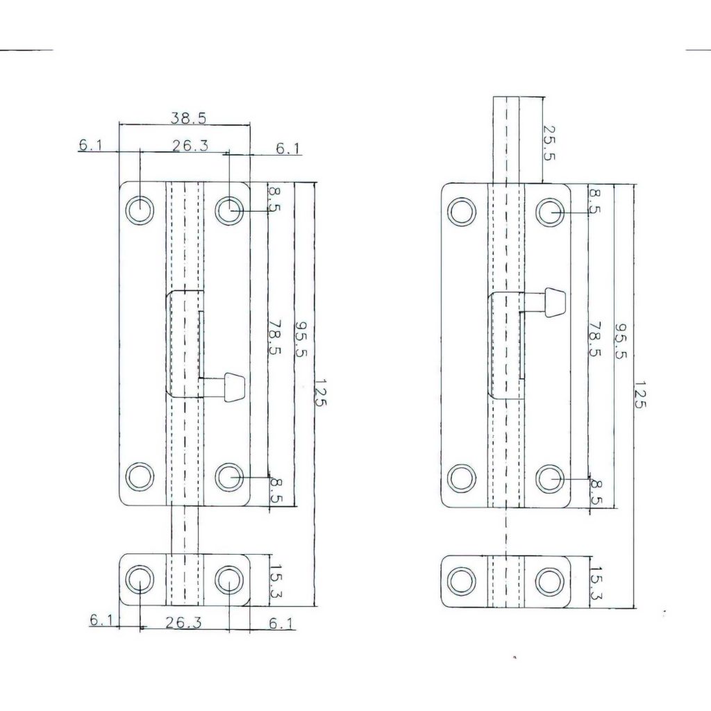 Main 2 - 5" BARREL BOLT - ZINC-COATED -