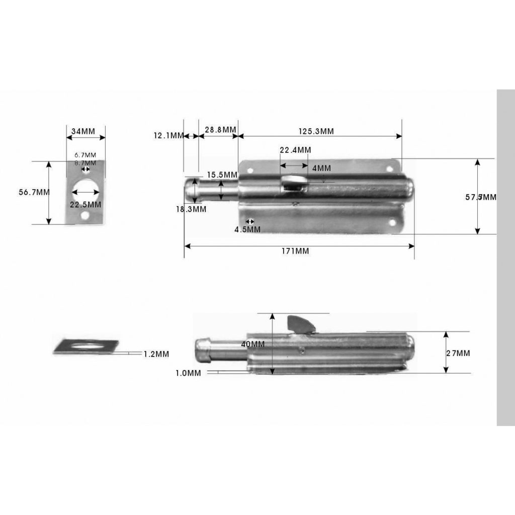 Main 2 - 6" FOOT BOLT - ZINC-COATED -