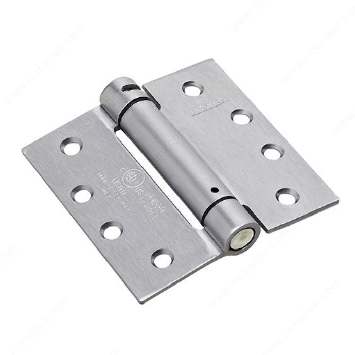 4" x 4" FULL-MORTISE ADJUSTABLE SPRING HINGE (1/4" RADIUS) - BRUSHED CHROME - Kilrich Building Centres
