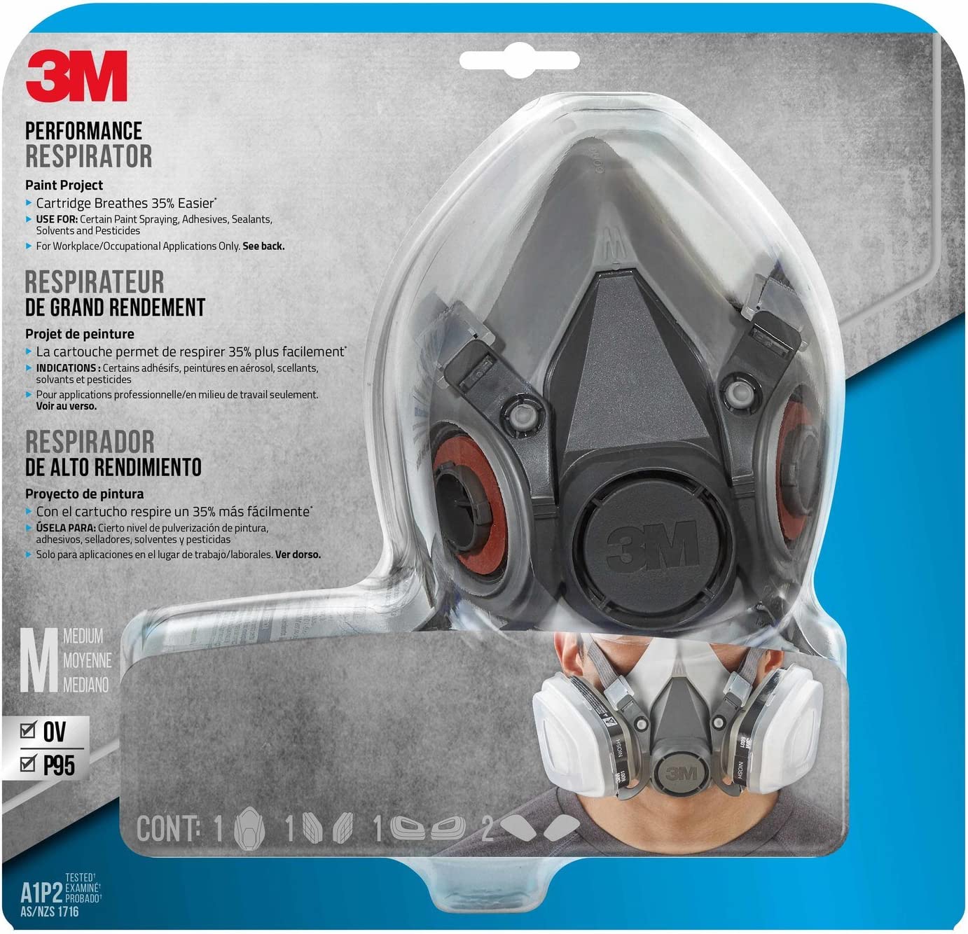Main 2 - 3M 6000 SERIES HALF FACE PIECE PERFORMANCE RESPIRATOR KIT - LARGE -