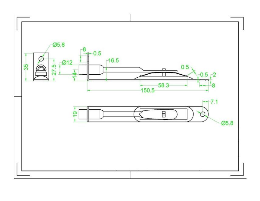Main 2 - 6" x 3/4" FLUSH BOLT w/ 5/8" RADIUS END - ANTIQUE NICKEL -