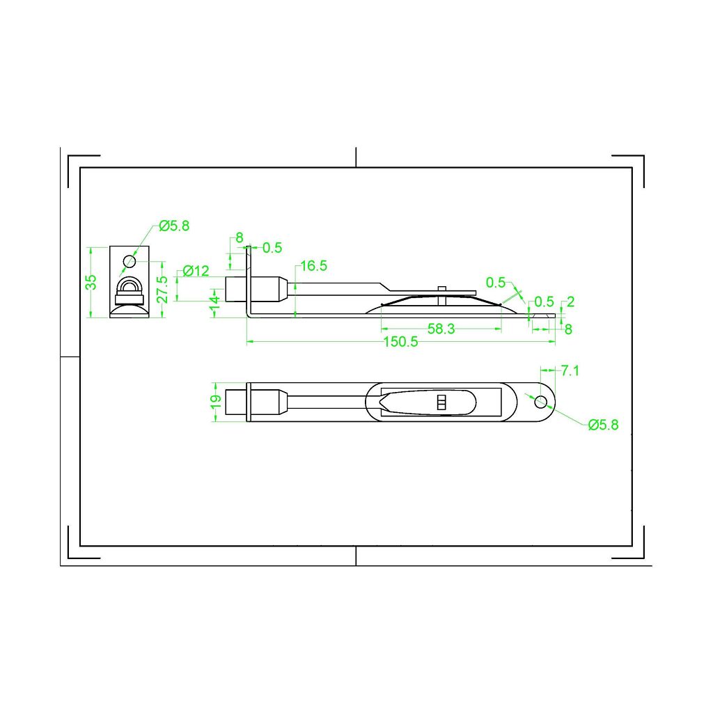 Main 2 - 6" x 3/4" FLUSH BOLT w/ 5/8" RADIUS END - BRUSHED NICKEL -