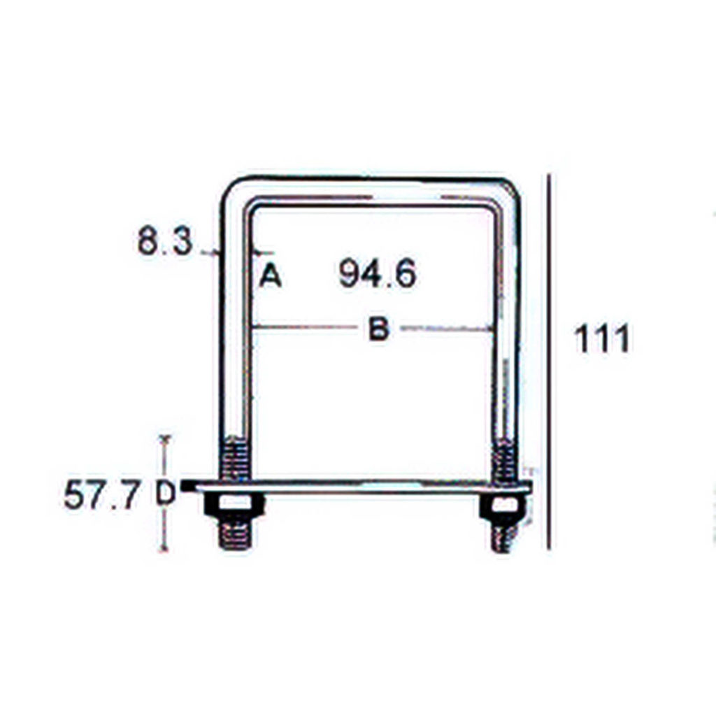 Main 3 - 4" x 3-5/8" - 3/8" SQUARE U-BOLT (LUMBER SIZE) -