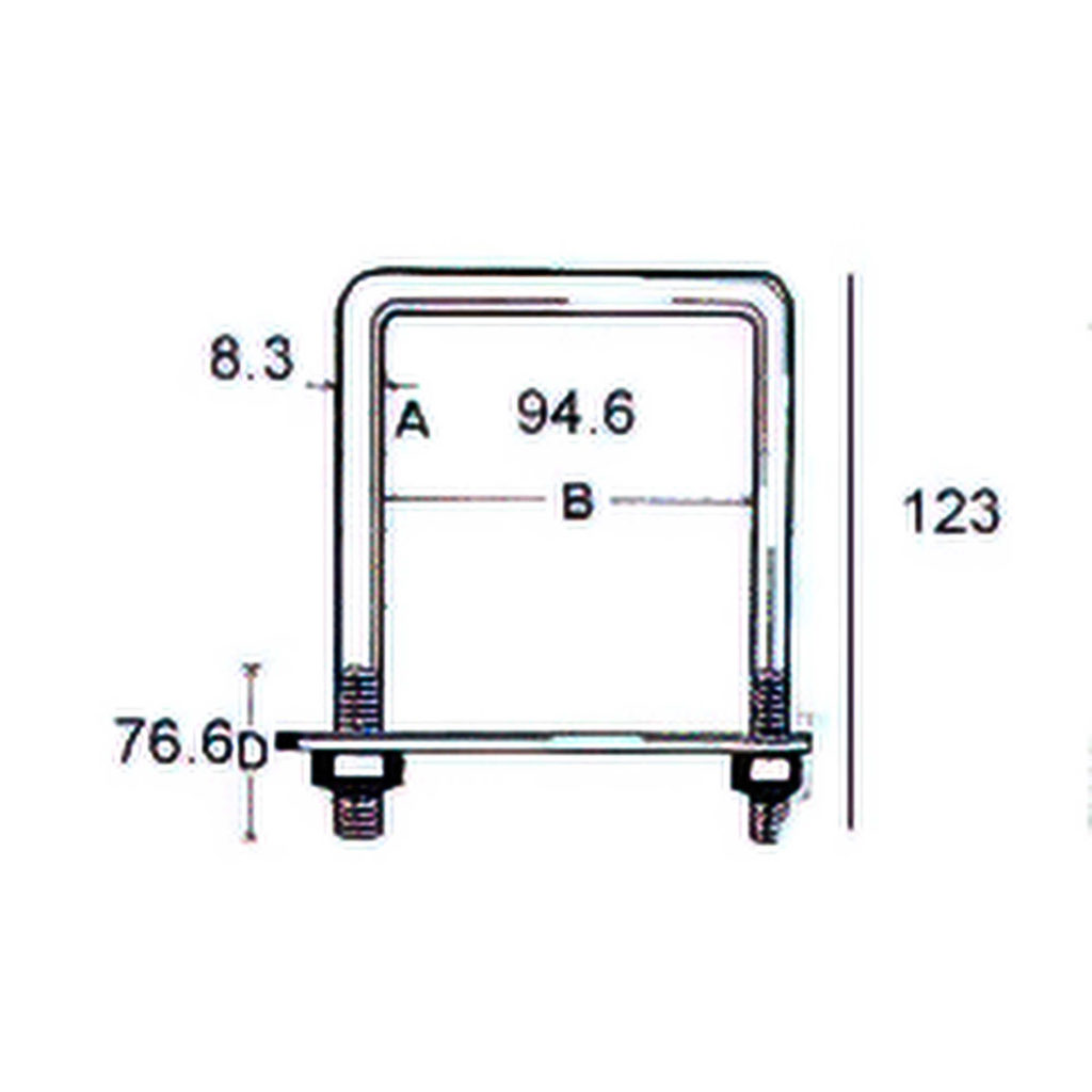Main 3 - 5" x 3-5/8" - 3/8" SQUARE U-BOLT (LUMBER SIZE) -