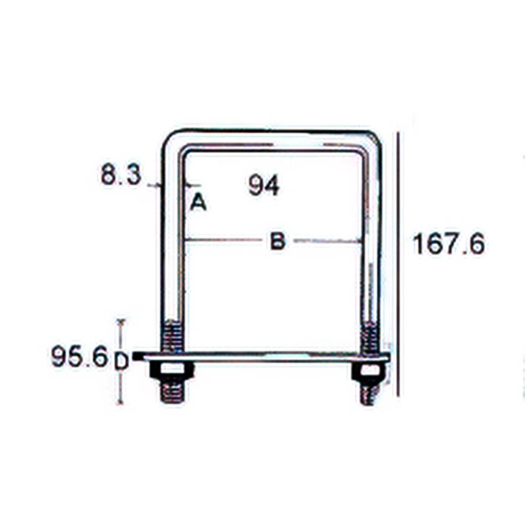 Main 3 - 6" x 3-5/8" - 3/8" SQUARE U-BOLT (LUMBER SIZE) -