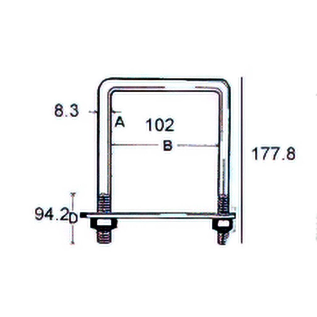 Main 3 - 7" x 3-5/8" - 3/8" SQUARE U-BOLT (LUMBER SIZE) -
