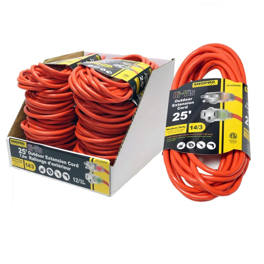 Main 2 - 25' SHOPPRO 14/3 MEDIUM-DUTY EXTENSION CORD - RED -
