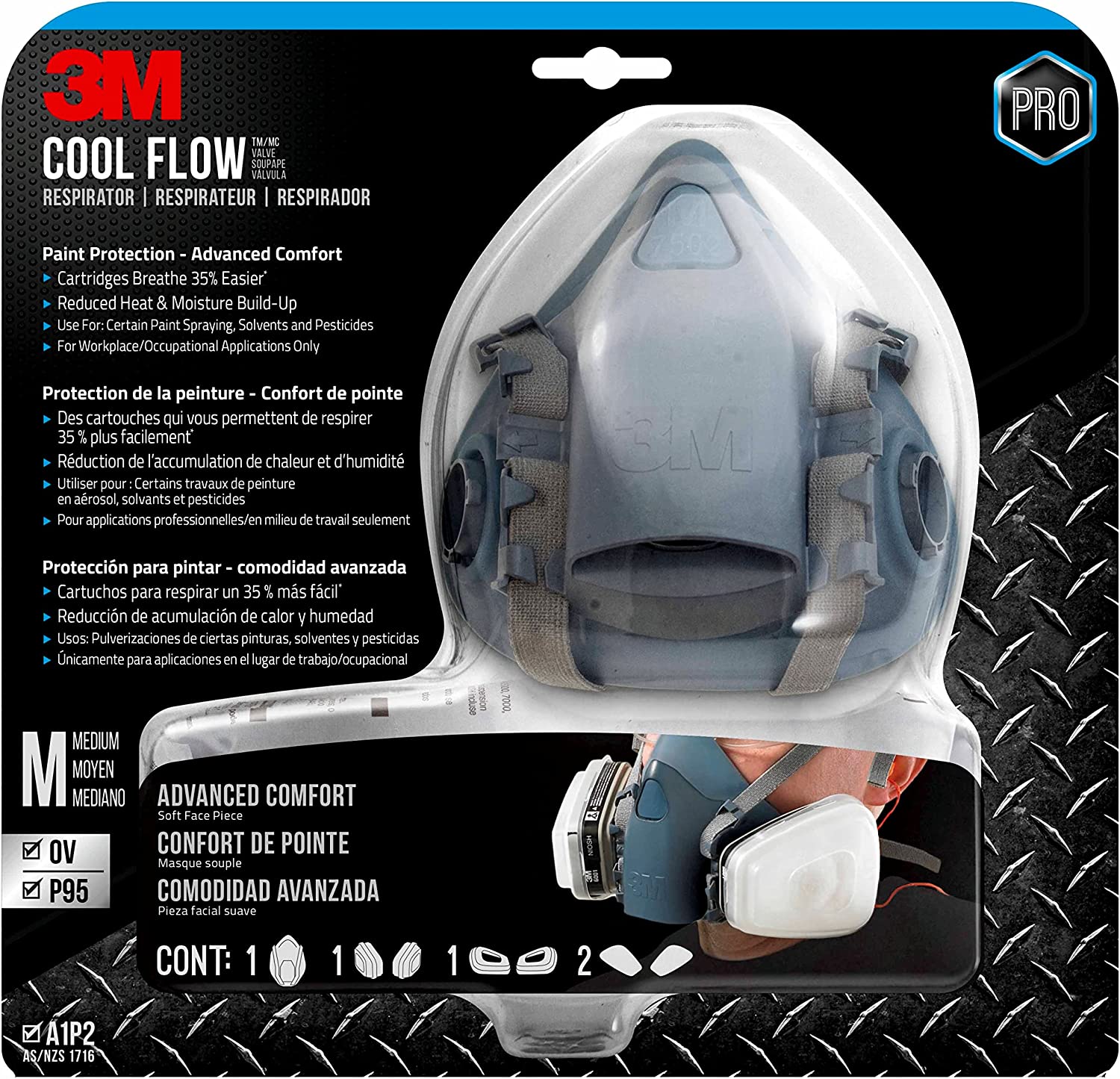 Main 2 - 3M SILICONE PROFESSIONAL PAINT N95 RESPIRATOR - MEDIUM -