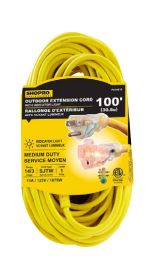 100' SHOPPRO 10/3 MEDIUM-DUTY EXTENSION CORD - YELLOW - Kilrich Building Centres