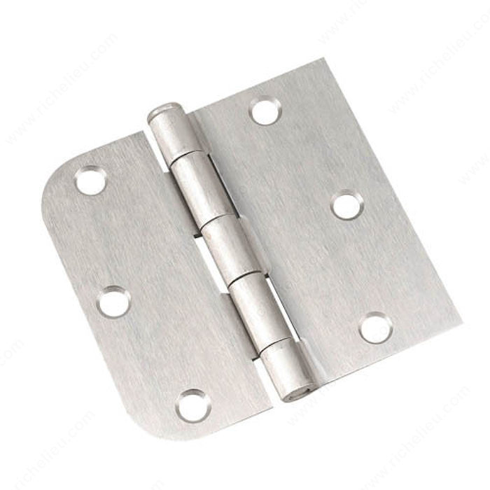 3-1/2" (5/8" RADIUS) x 3-11/16" (SQUARE) REVERSIBLE BUTT HINGE - BRUSHED NICKEL - Kilrich Building Centres