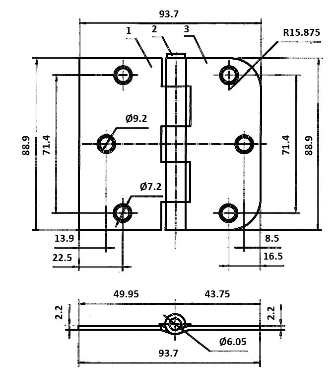 Main 2 - 3-1/2" (5/8" RADIUS) x 3-11/16" (SQUARE) REVERSIBLE BUTT HINGE - OIL-RUBBED BRONZE -