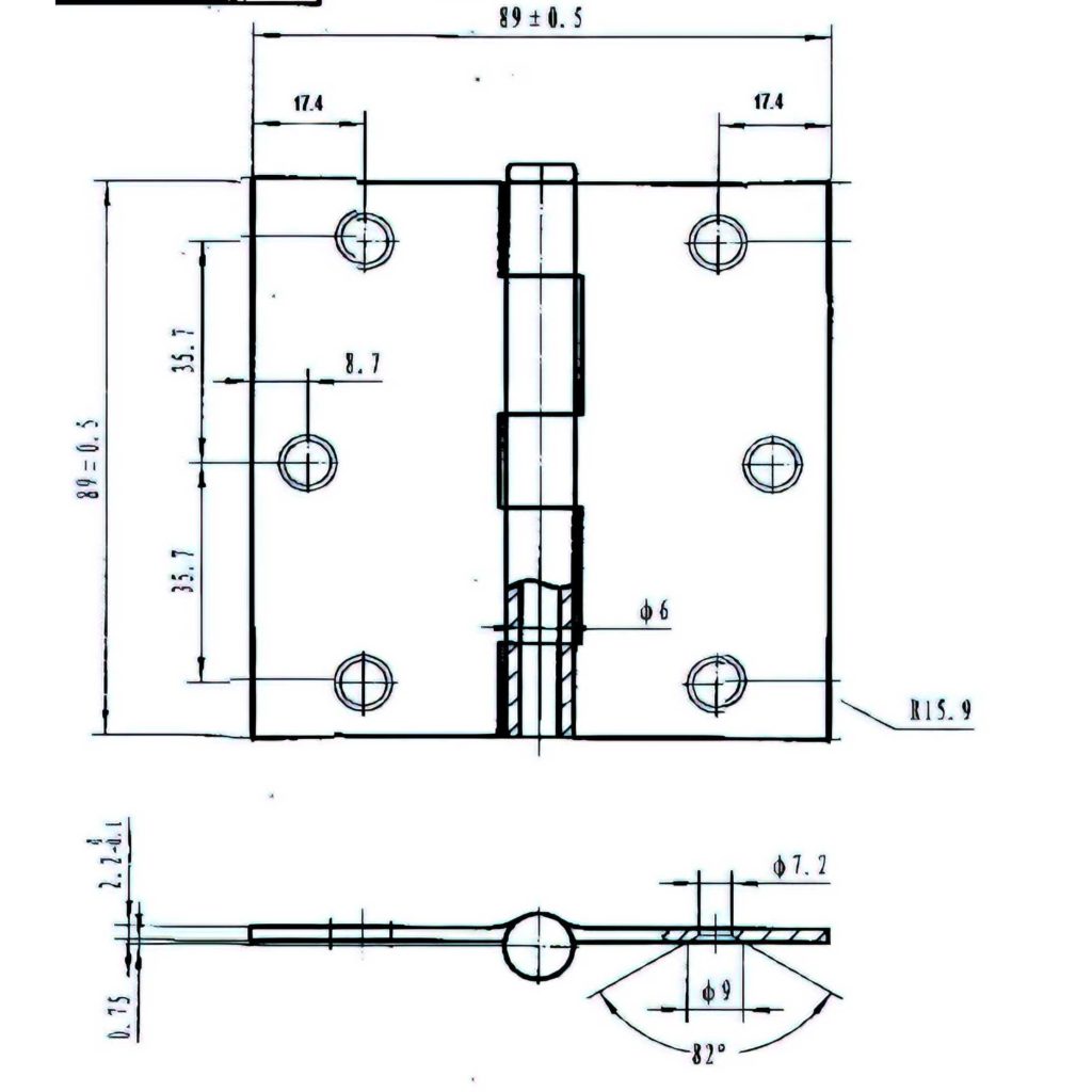 Main 2 - 3-1/2" x 3-1/2" BROAD BUTT HINGE w/ LOOSE PIN - ZINC-COATED -