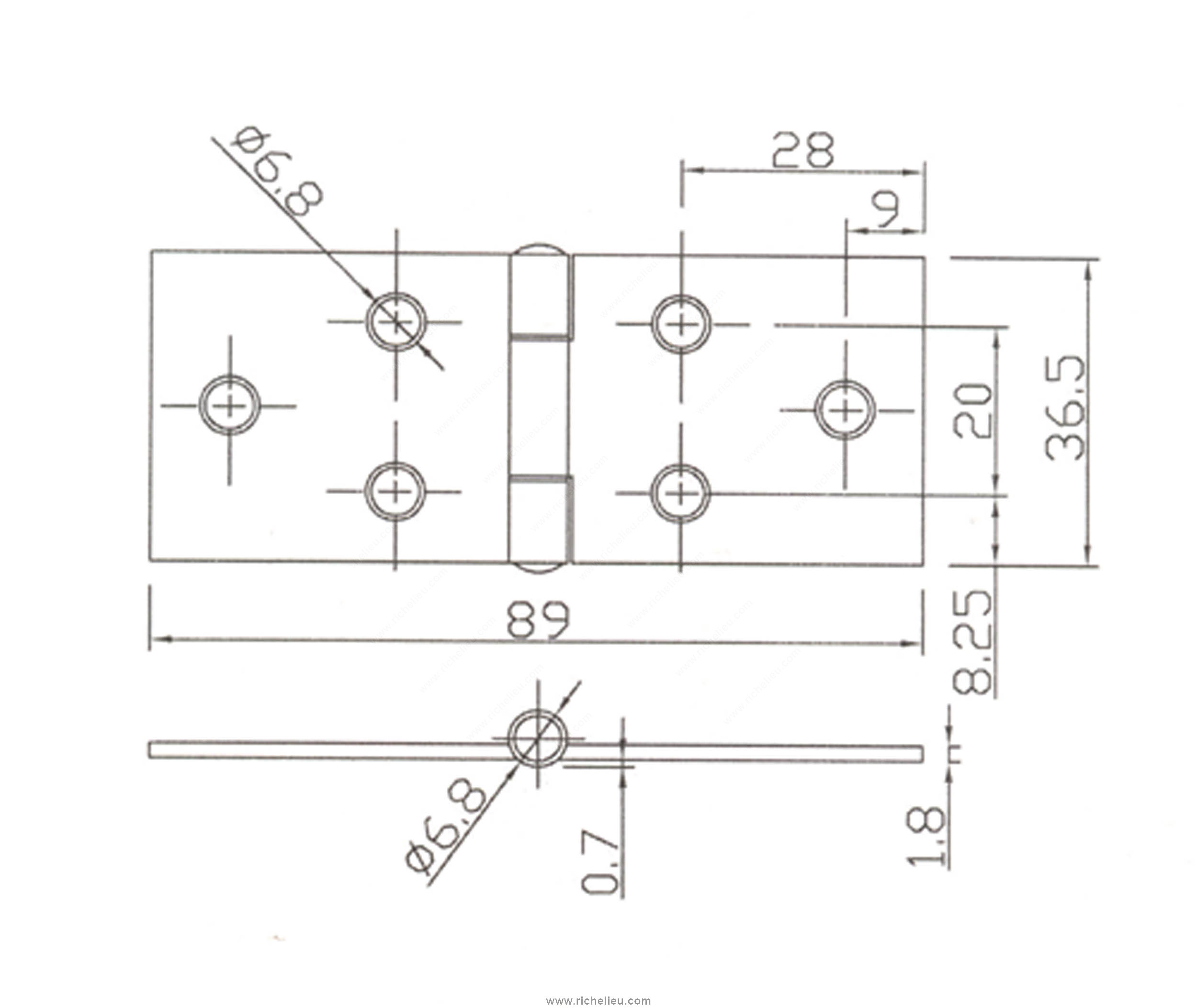 Main 2 - 1-1/2" BACK-FLAP HINGE - ZINC-COATED -