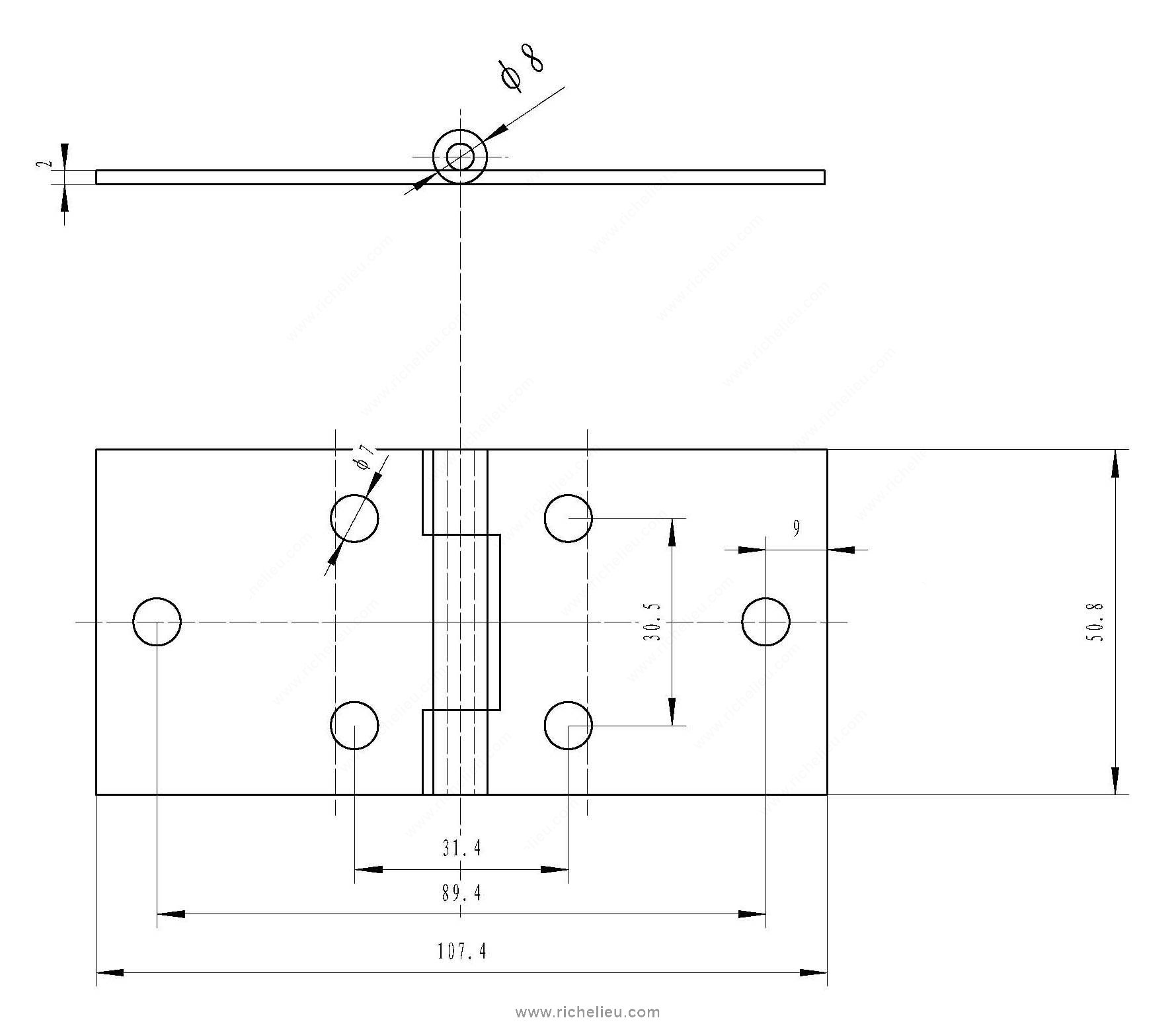 Main 2 - 2" BACK-FLAP HINGE - ZINC-COATED -