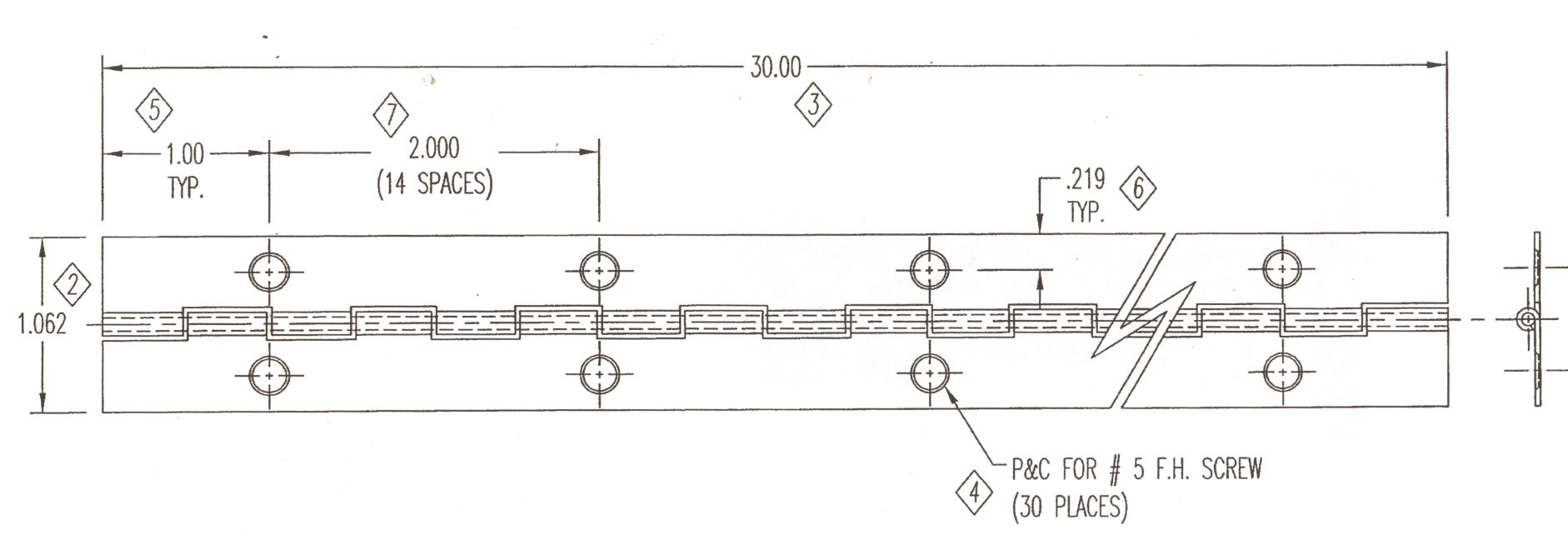 Main 2 - 1-1/16" x 30" PIANO HINGE - BRUSHED NICKEL -