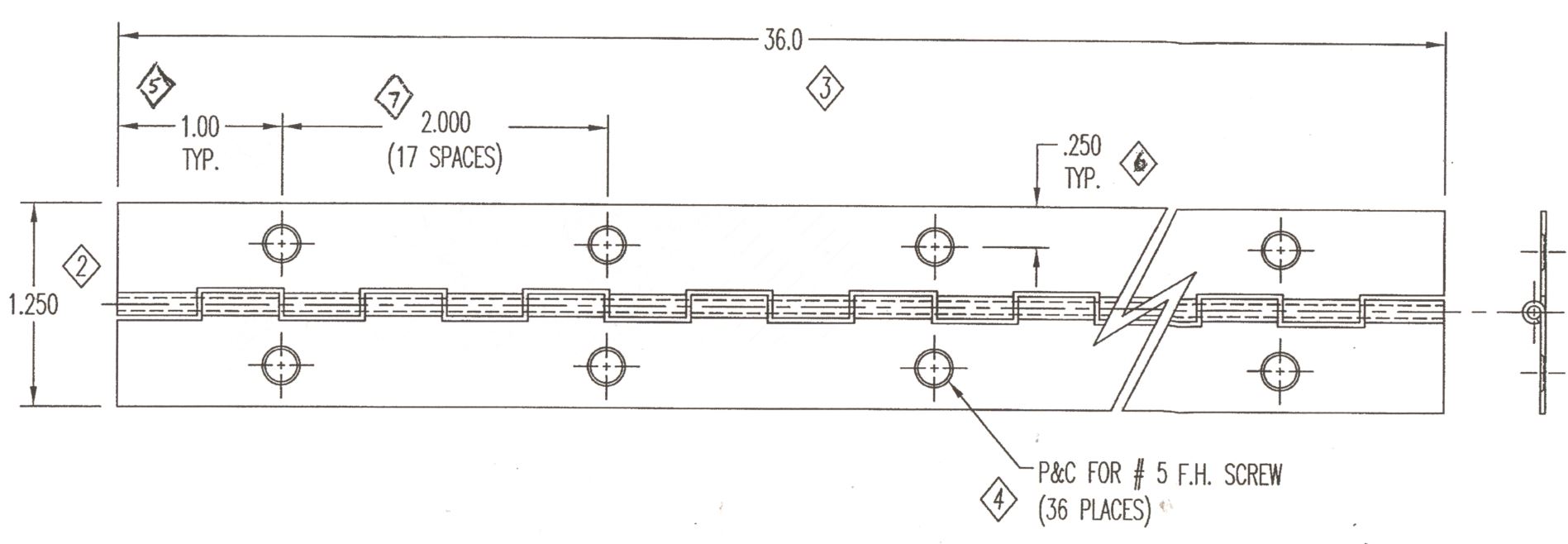 Main 2 - 1-1/4" x 36" PIANO HINGE - OIL-RUBBED BRONZE -