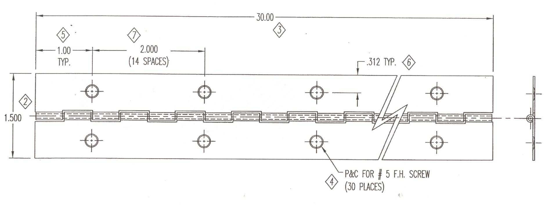 Main 2 - 1-1/2" x 36" PIANO HINGE - BRASS -