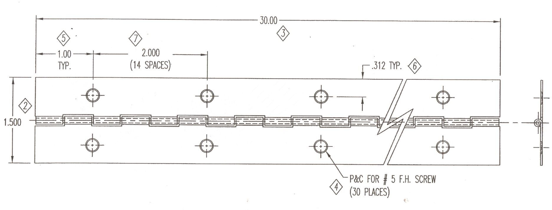 Main 2 - 1-1/2" x 30" PIANO HINGE - BRUSHED NICKEL -