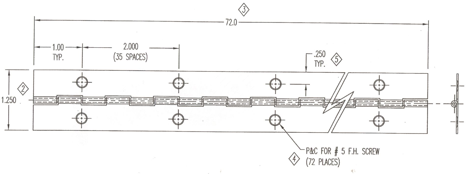 Main 2 - 1-1/4" x 72" PIANO HINGE - OIL-RUBBED BRONZE -