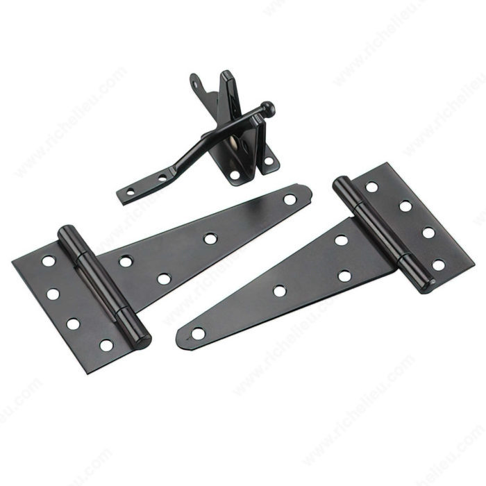 GATE HARDWARE KIT w/ 2 HINGES & LATCH - BLACK - Kilrich Building Centres