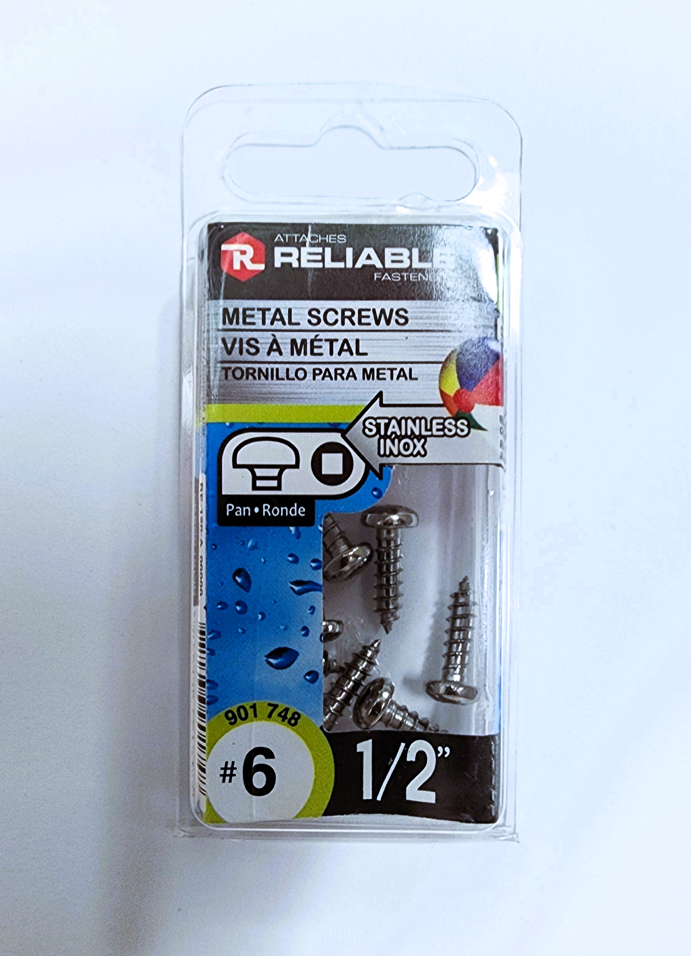 Main 2 - 1/2" #6 PAN-HEAD METAL SCREW - STAINLESS (12 PACK) -