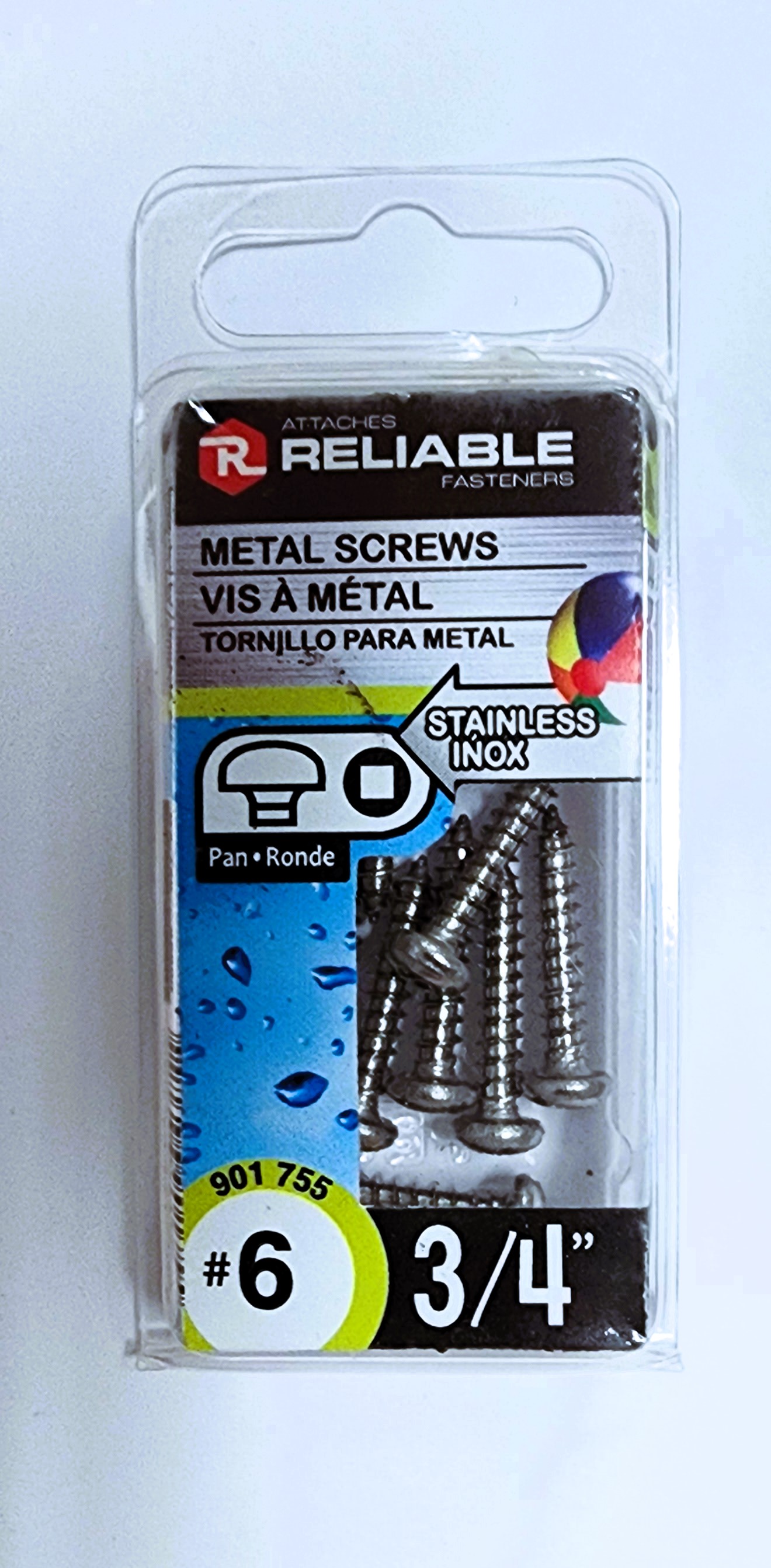 Main 2 - 3/4" #6 PAN-HEAD METAL SCREW - STAINLESS (10 PACK) -