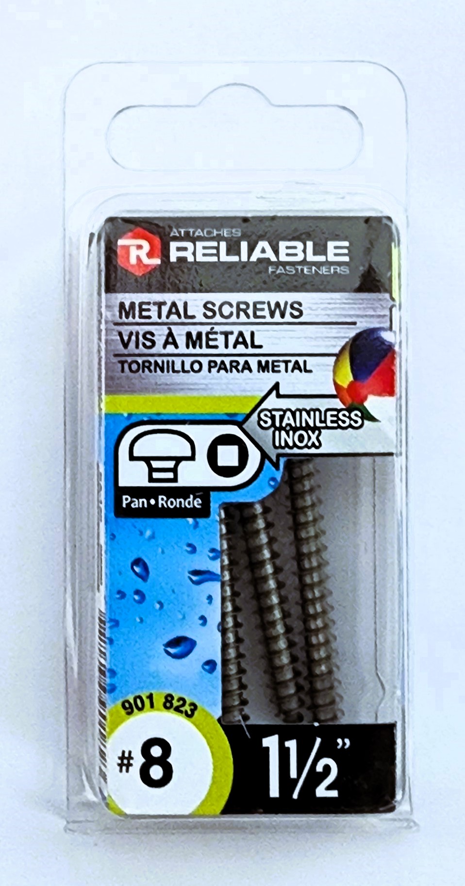 Main 2 - 1-1/2" #8 PAN-HEAD METAL SCREW - STAINLESS (5 PACK) -