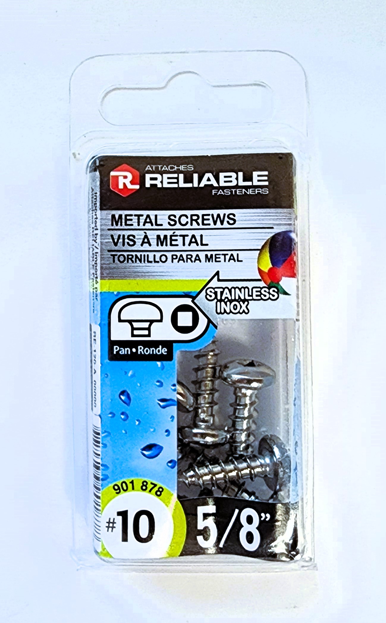 Main 2 - 5/8" #10 PAN-HEAD METAL SCREW - STAINLESS (7 PACK) -