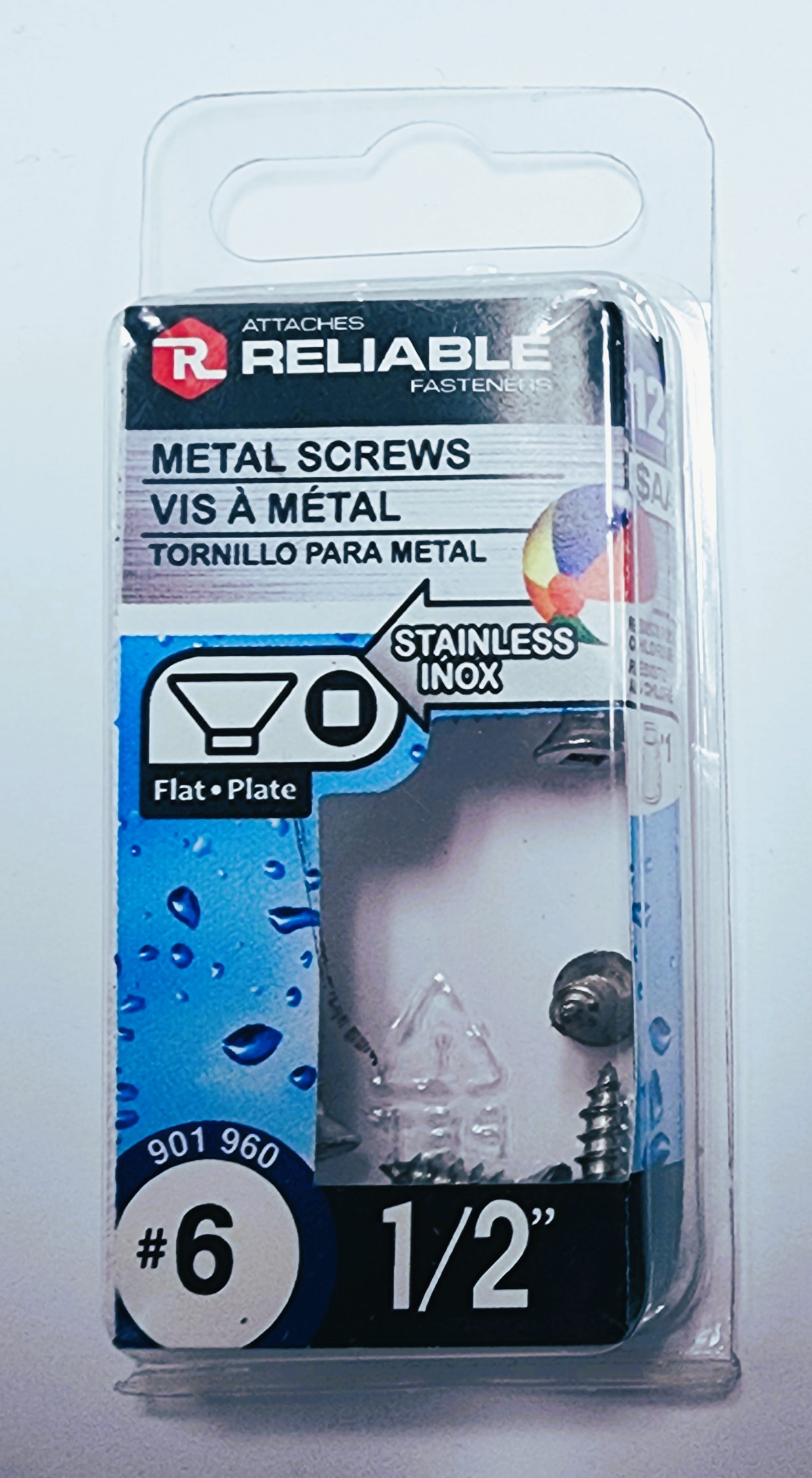 Main 2 - 1/2" #6 FLAT-HEAD METAL SCREW - STAINLESS (12 PACK) -