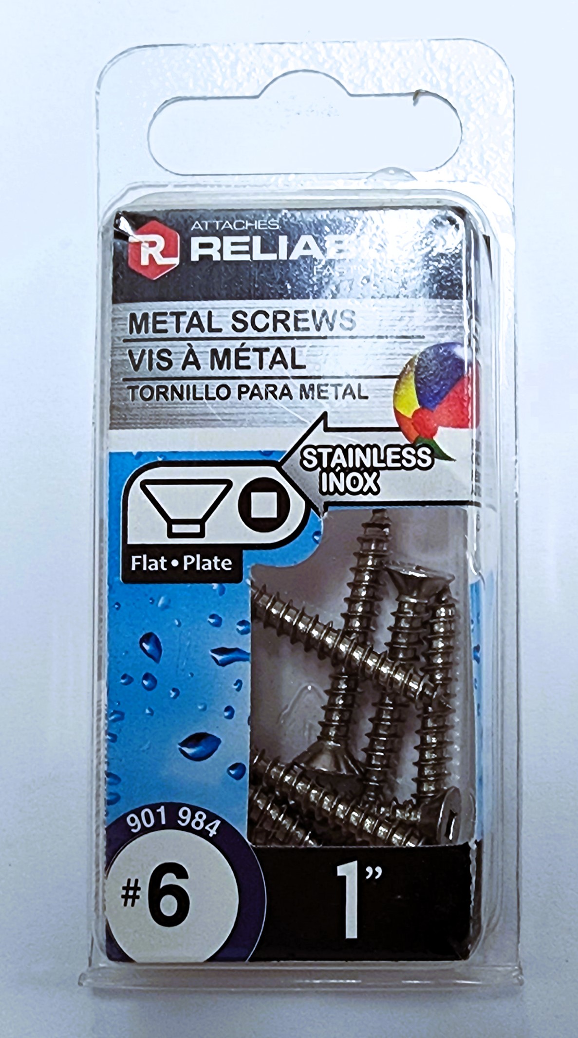 Main 2 - 1" #6 FLAT-HEAD METAL SCREW - STAINLESS (10 PACK) -