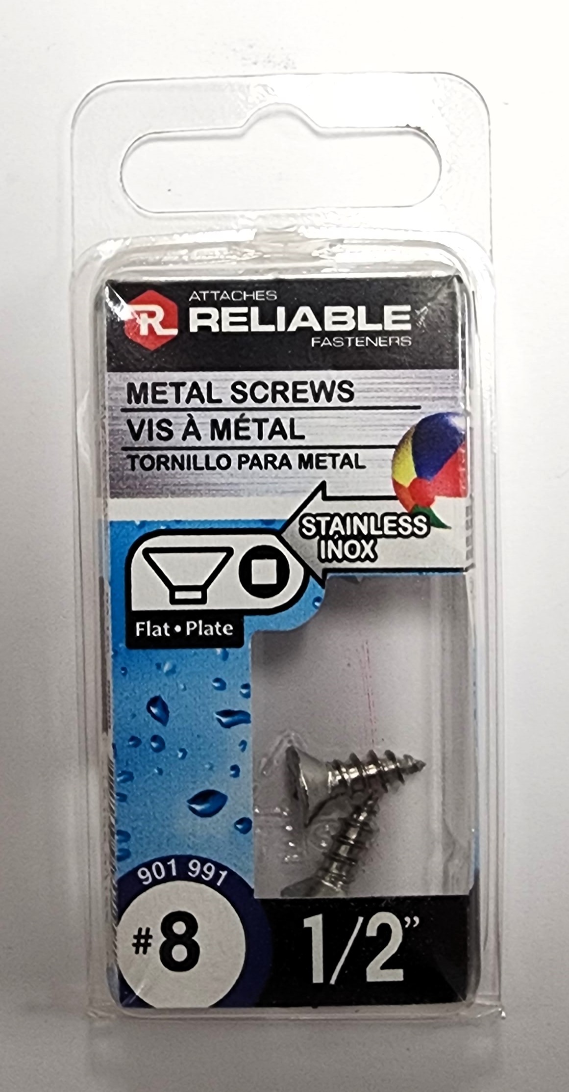 Main 2 - 1/2" #8 FLAT-HEAD METAL SCREW - STAINLESS (8 PACK) -