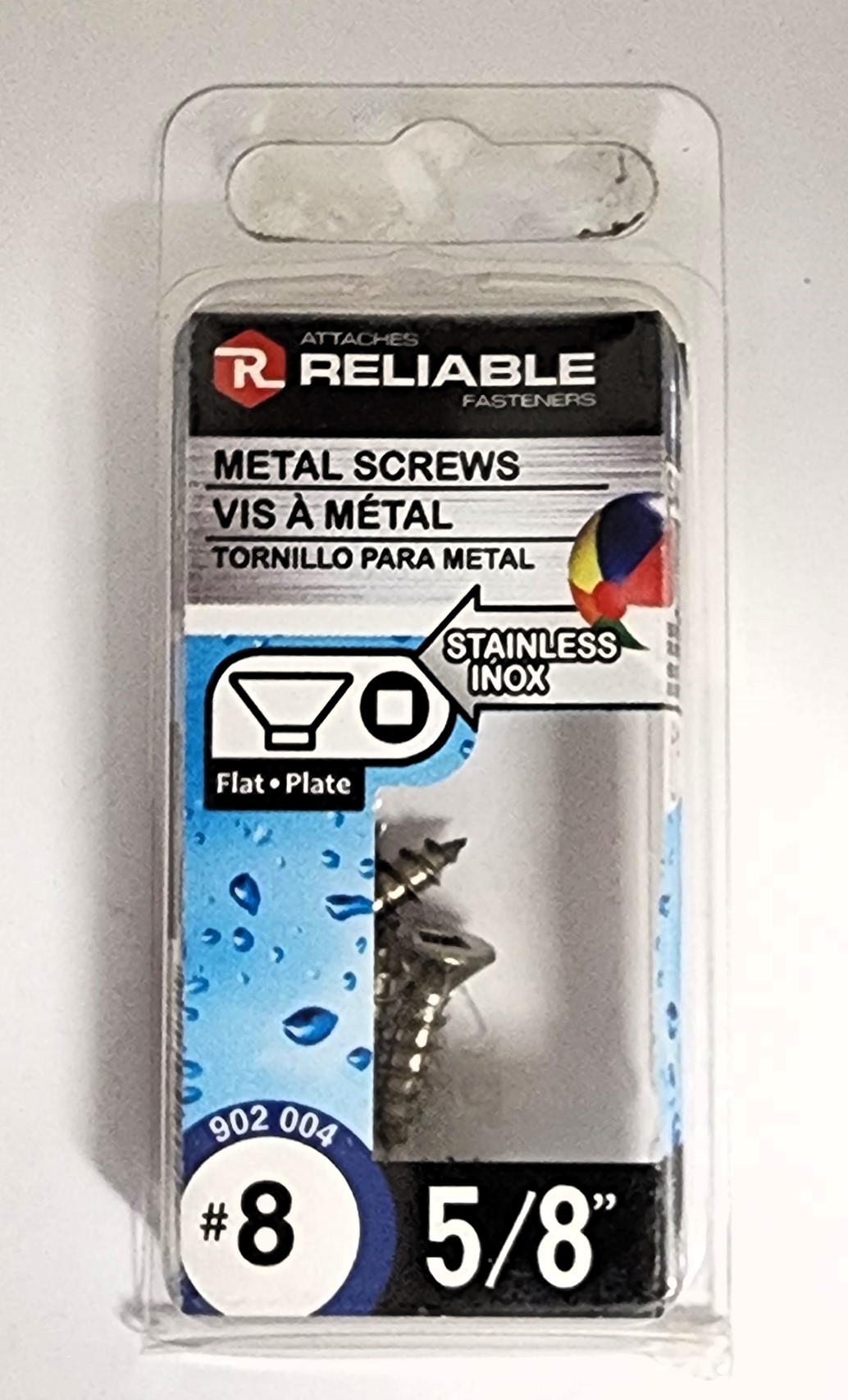 Main 2 - 5/8" #8 FLAT-HEAD METAL SCREW - STAINLESS (7 PACK) -