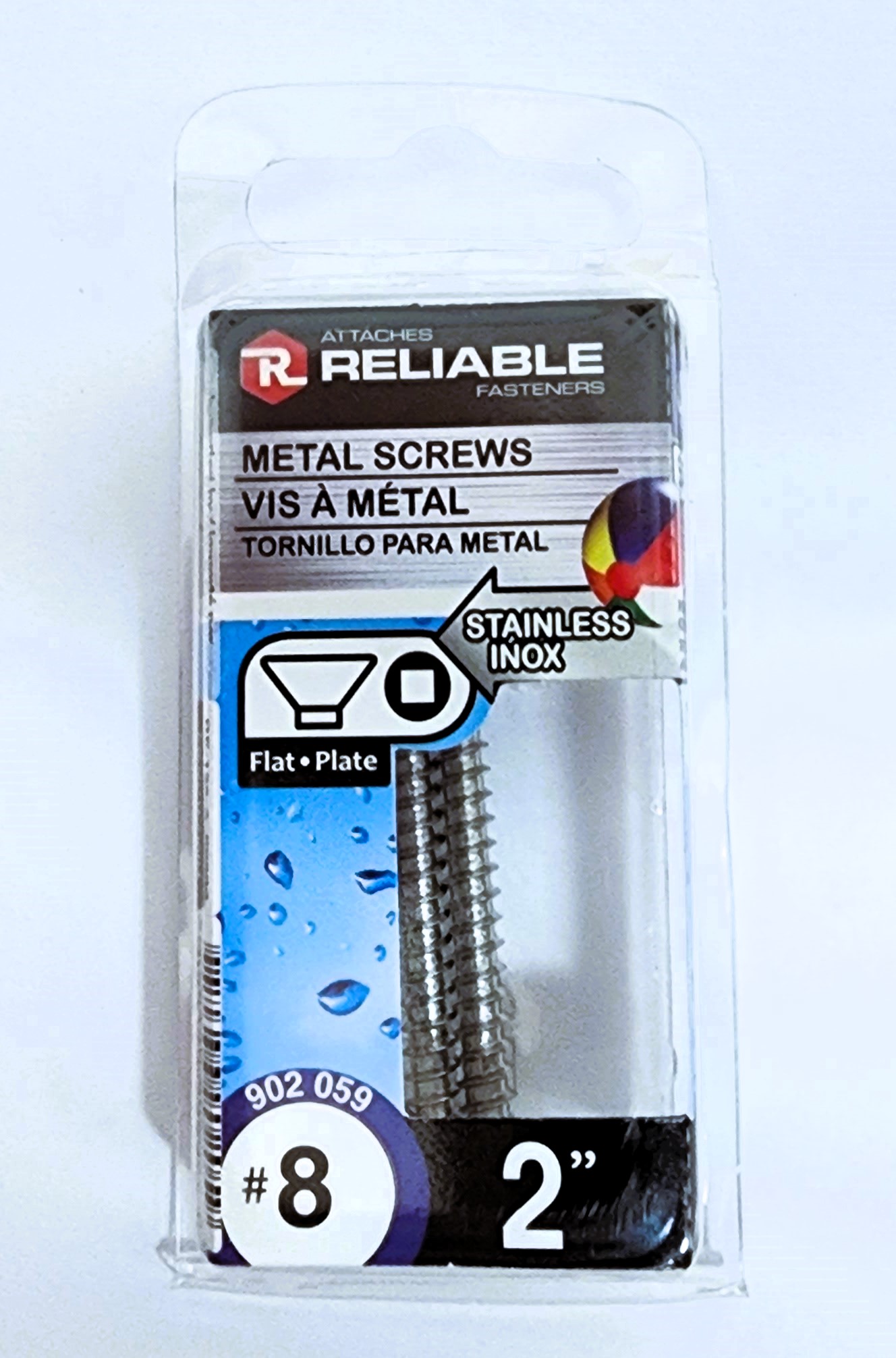 Main 2 - 2" #8 FLAT-HEAD METAL SCREW - STAINLESS (4 PACK) -