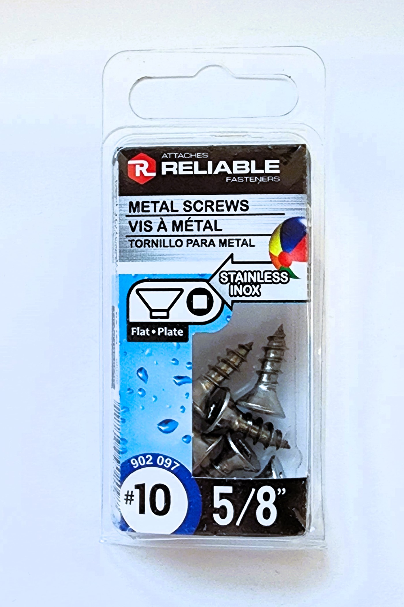 Main 2 - 5/8" #10 FLAT-HEAD METAL SCREW - STAINLESS (7 PACK) -