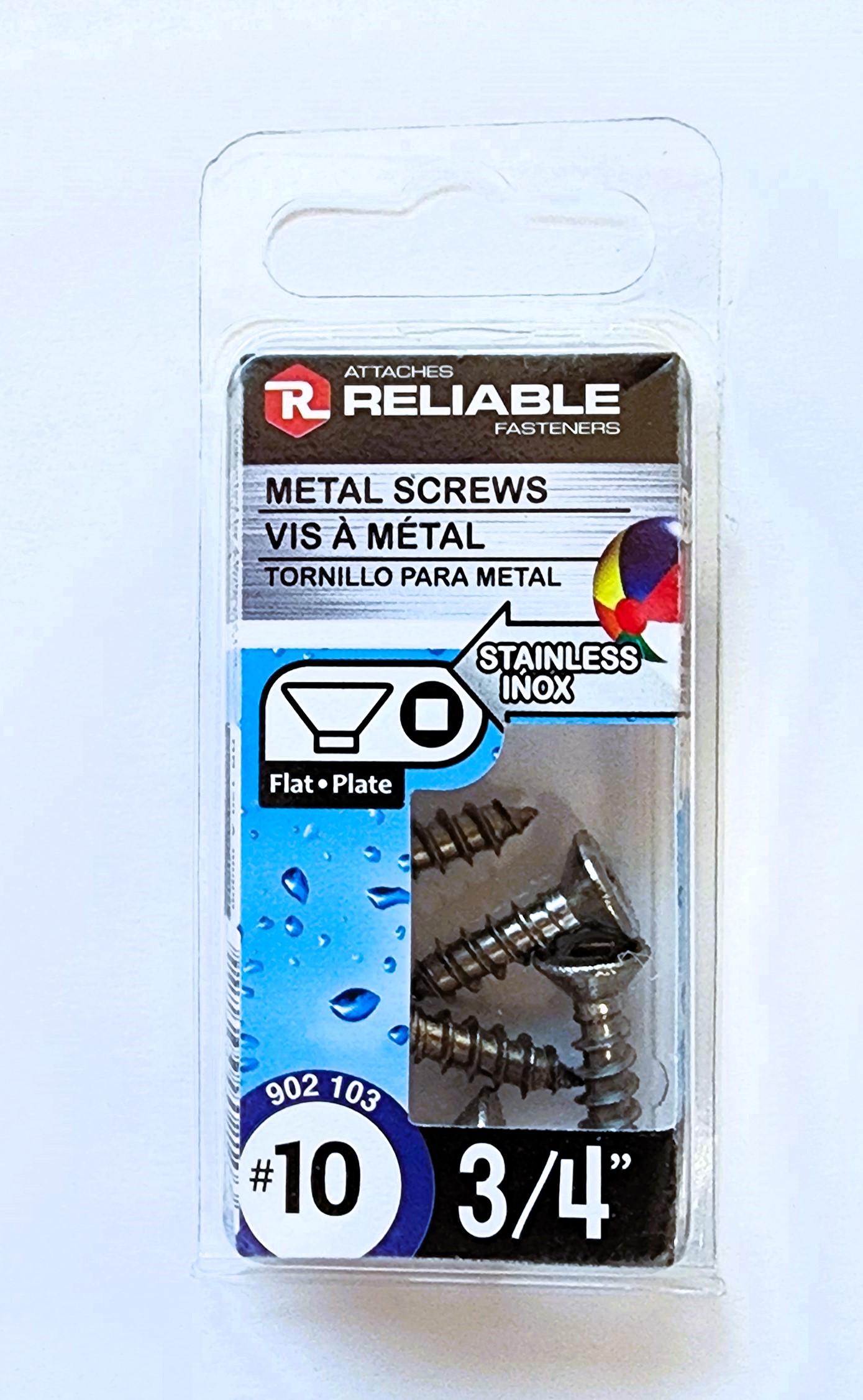 Main 2 - 3/4" #10 FLAT-HEAD METAL SCREW - STAINLESS (6 PACK) -