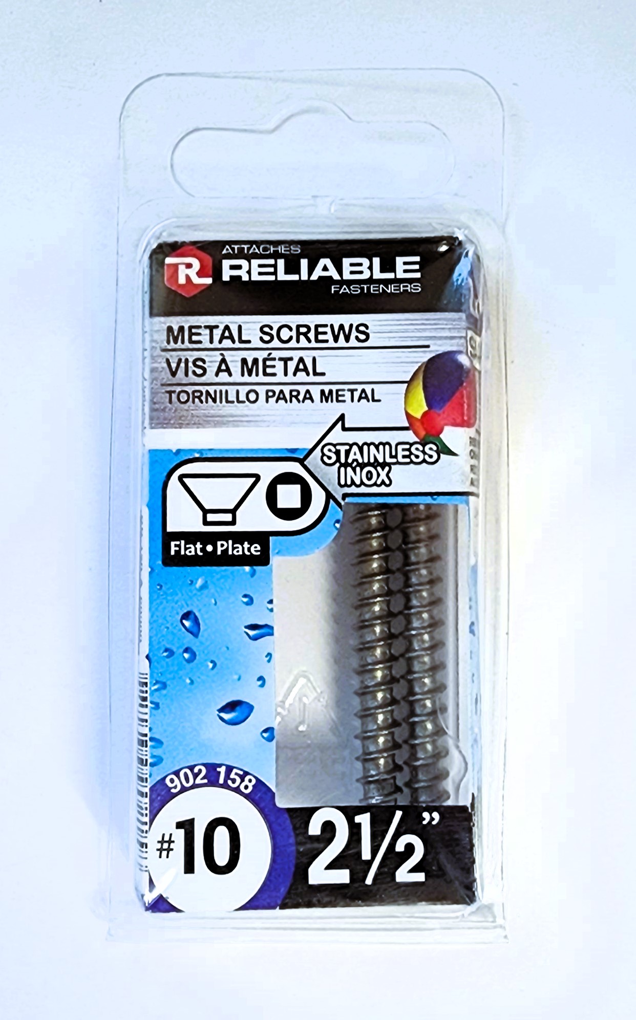 Main 2 - 2-1/2" #10 FLAT-HEAD METAL SCREW - STAINLESS (2 PACK) -