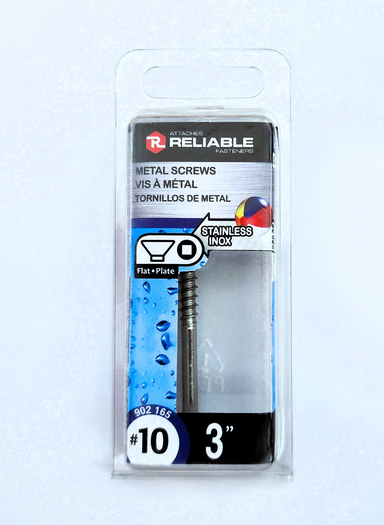 Main 2 - 3" #10 FLAT-HEAD METAL SCREW - STAINLESS (2 PACK) -