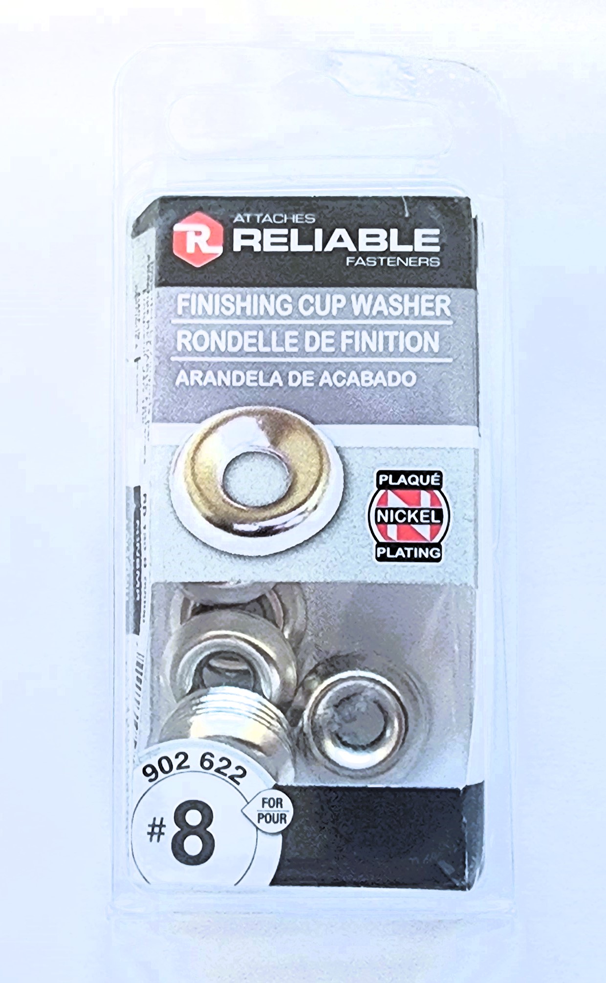 Main 2 - #8 FINISHING CUP WASHER - NICKEL-PLATED (16 PACK) -