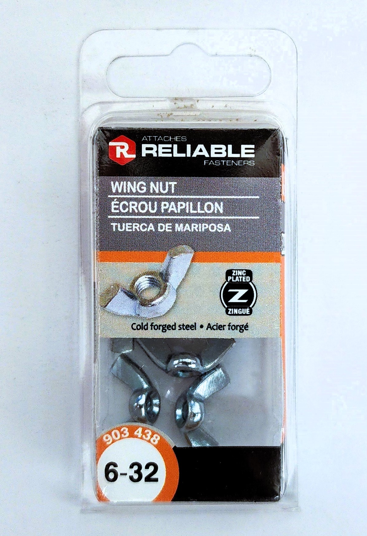 Main 2 - 6-32 STEEL WING NUT - ZINC-COATED (8 PACK) -