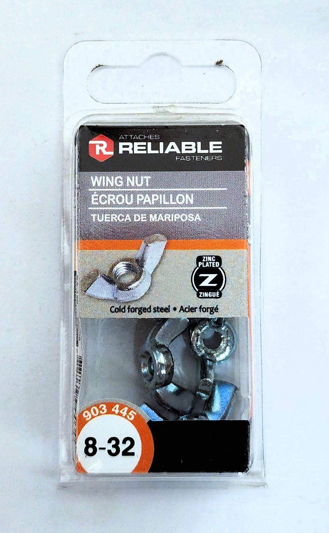 Main 2 - 8-32 STEEL WING NUT - ZINC-COATED (6 PACK) -