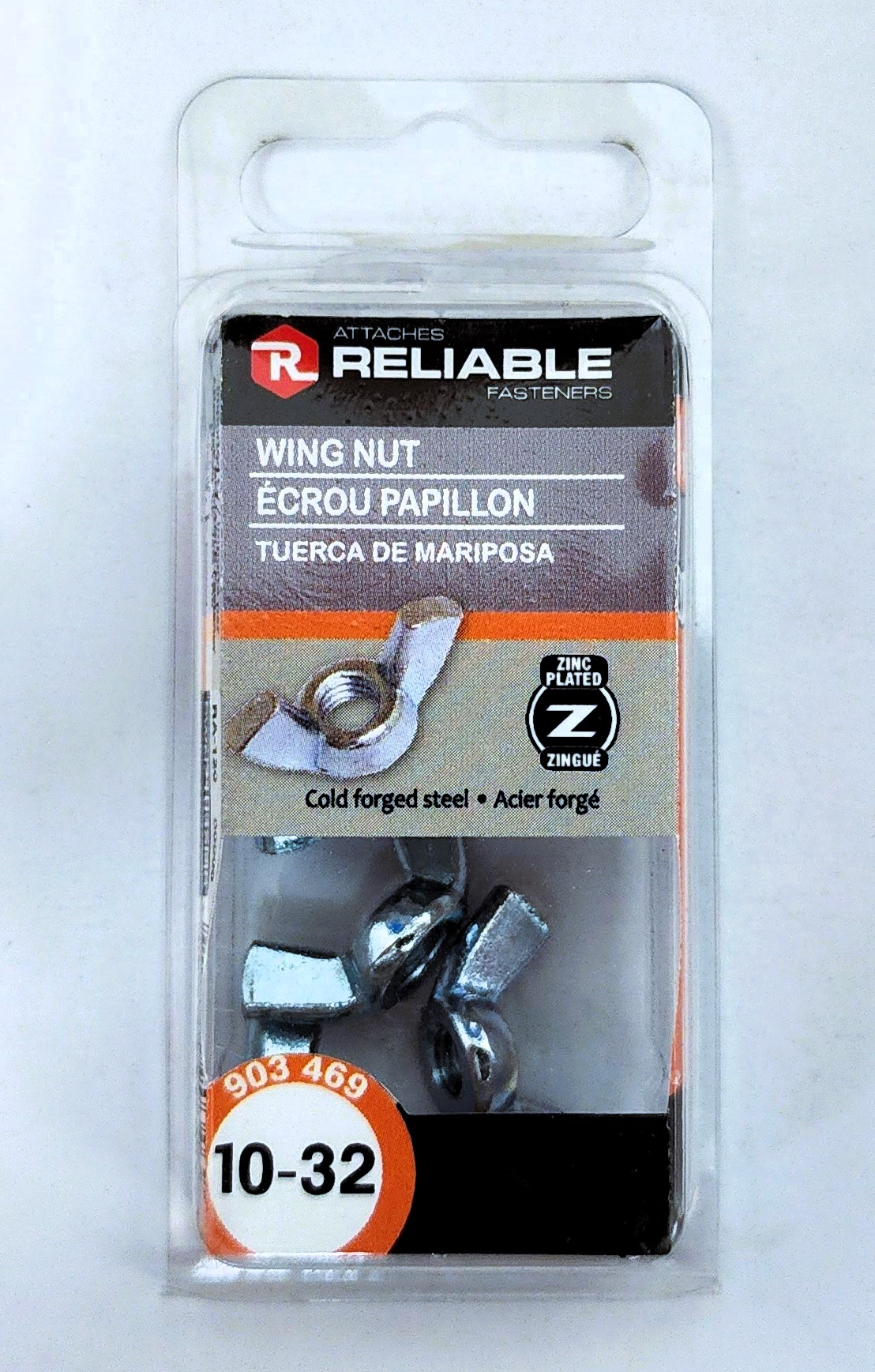 Main 2 - 10-32 STEEL WING NUT - ZINC-COATED (6 PACK) -