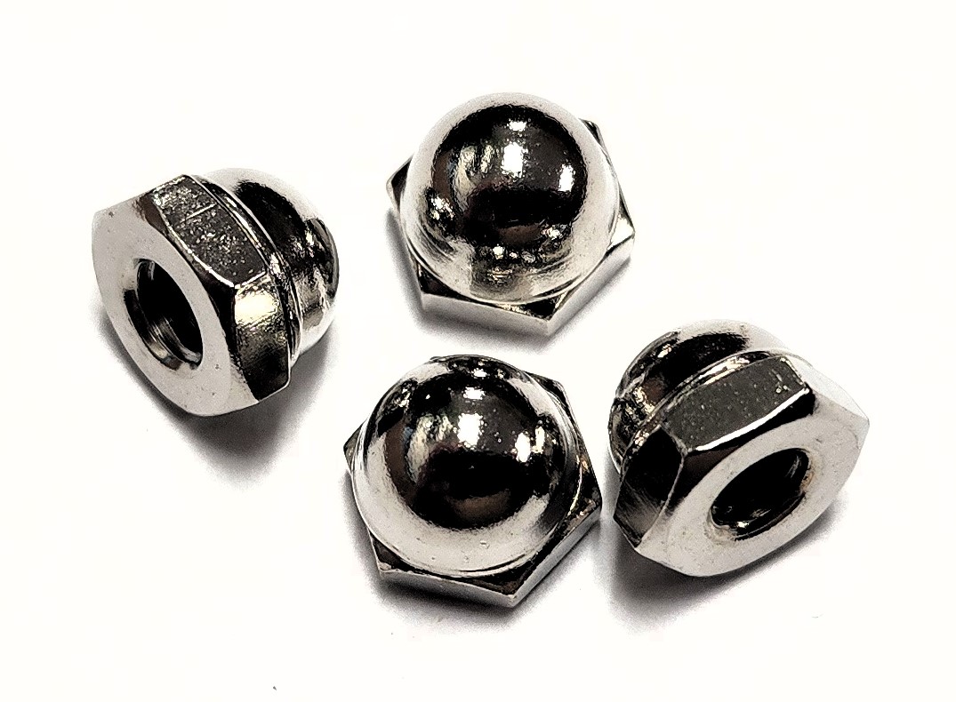10-24 NICKEL-PLATED HEXAGON ACORN CAP NUT (4 PACK) - Kilrich Building Centres
