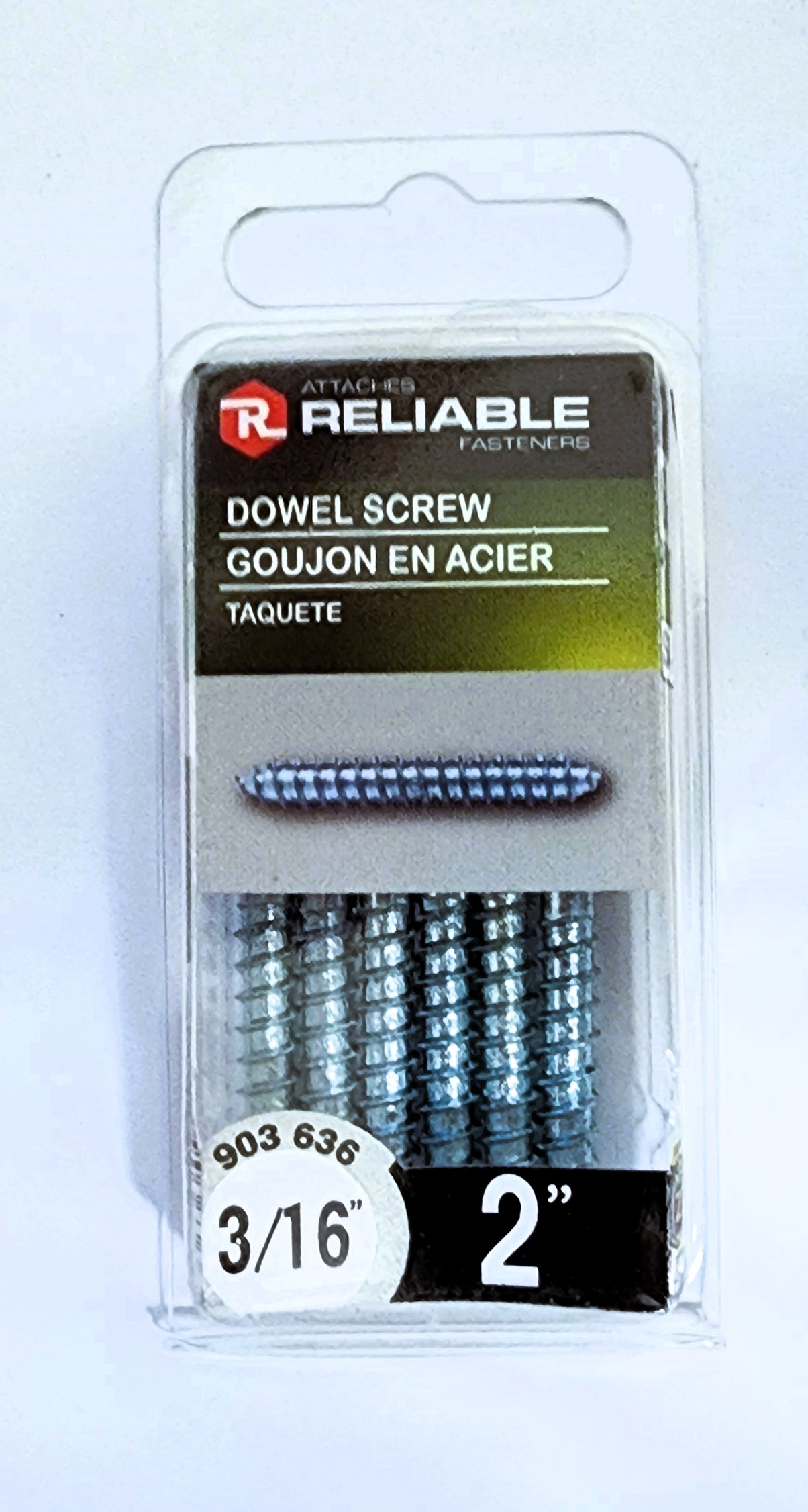 Main 2 - 2" - 3/16" DOWEL SCREW - ZINC-COATED (6 PACK) -