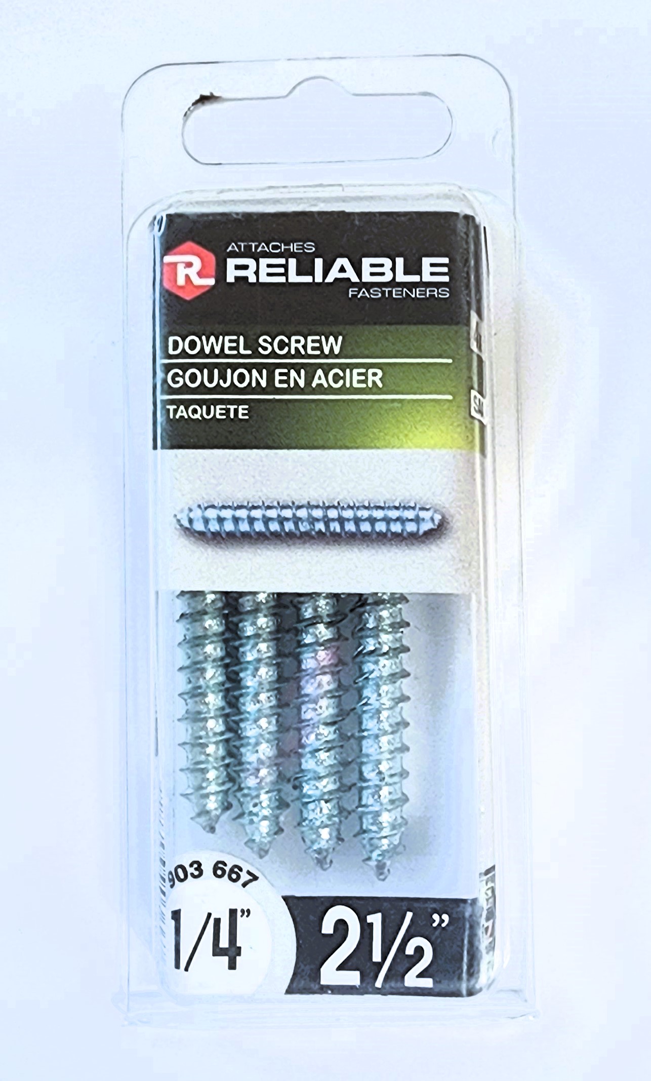 Main 2 - 2-1/2" - 1/4" DOWEL SCREW - ZINC-COATED (4 PACK) -