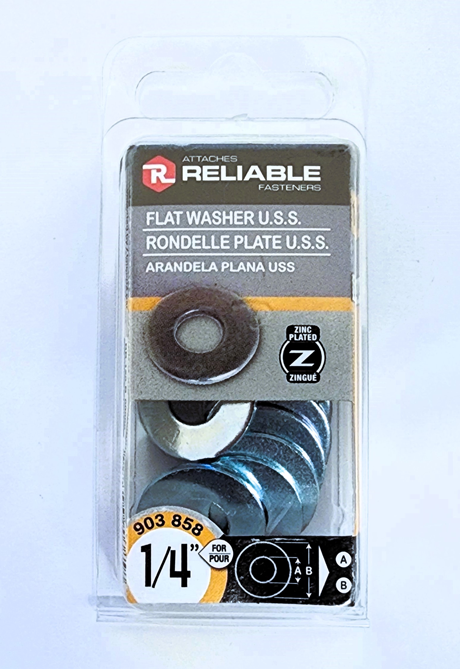 Main 2 - 1/4" FLAT-WASHER - ZINC-COATED (16 PACK) -